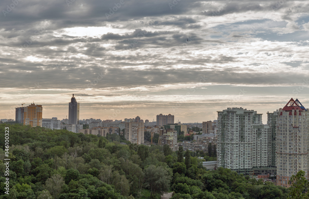 Kiev urban dramatic cloudscape