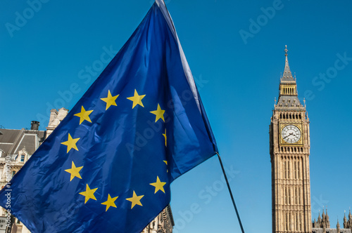 European Union and UK flags in front of Big Ben, Brexit EU photo