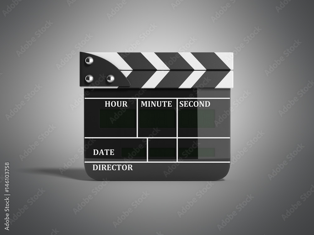 movie clapper board high quality 3d render on grey