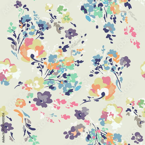 Ditsy watercolor style floral print - seamless background