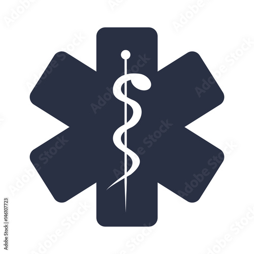 white background with dark blue symbol of star of life vector illustration