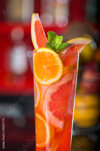 Fresh cocktail juice made of oranges