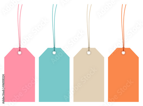 4 Hangtags Retro Color Strings