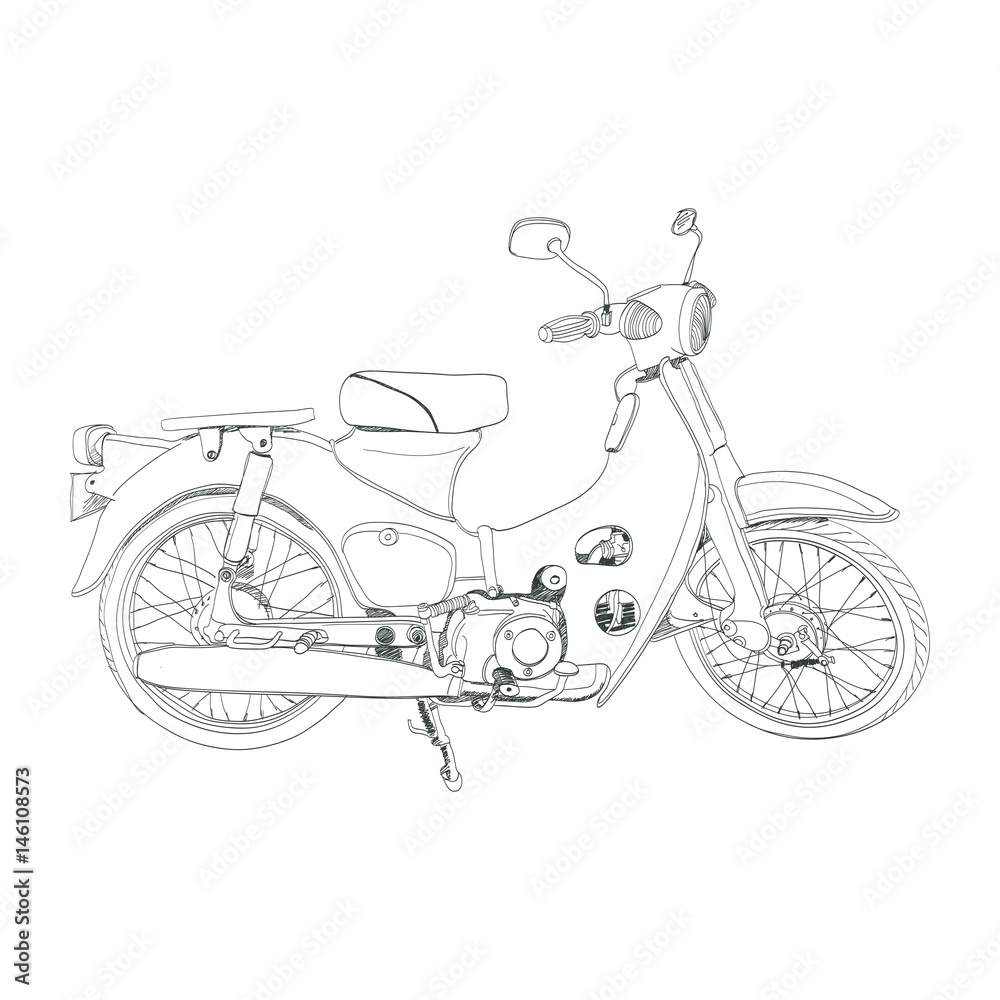 Fototapeta premium Motorcycle classic sketch vector