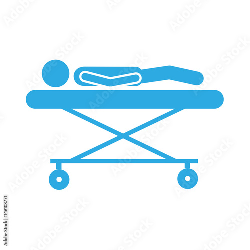 color silhouette pictogram lay down patient in stretcher clinical vector illustration