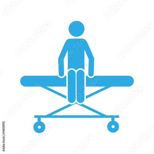 color silhouette pictogram patient sit in stretcher clinical vector illustration