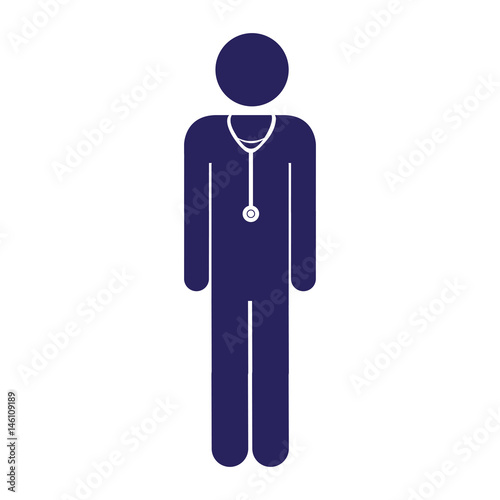 color pictogram male doctor with stethoscope vector illustration