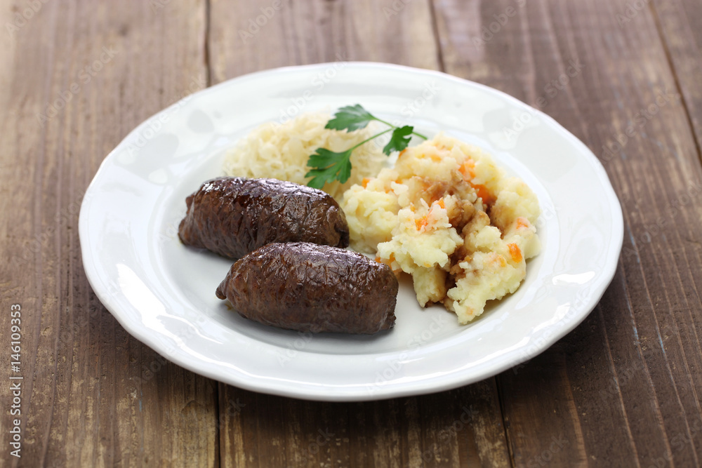 homemade beef roll, rundervink, dutch cuisine homemade beef roll, rundervink, dutch cuisine