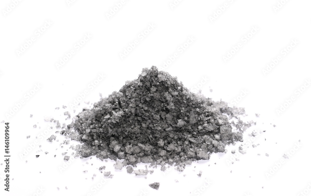 Black volcanic salt pile isolated on white background Black volcanic salt pile isolated on white background