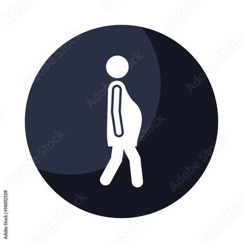 color circular frame shading with pictogram woman pregnant walking vector illustration