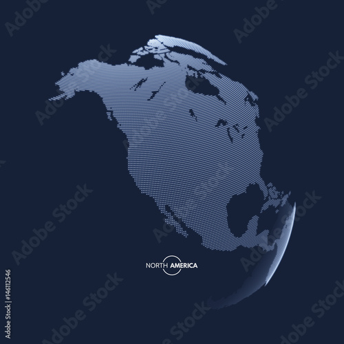North America. Earth globe. Global business marketing concept. Dotted style. Design for education, science, web presentations.