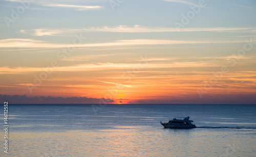 Dawn on the red sea. Landscape. © ola_pisarenko