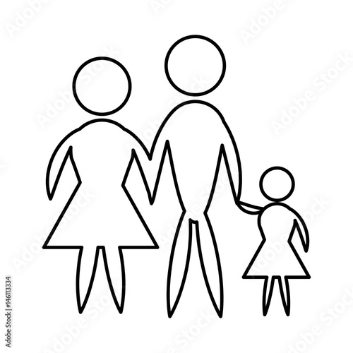 Family, pictogram father, mother and son vector illustration design