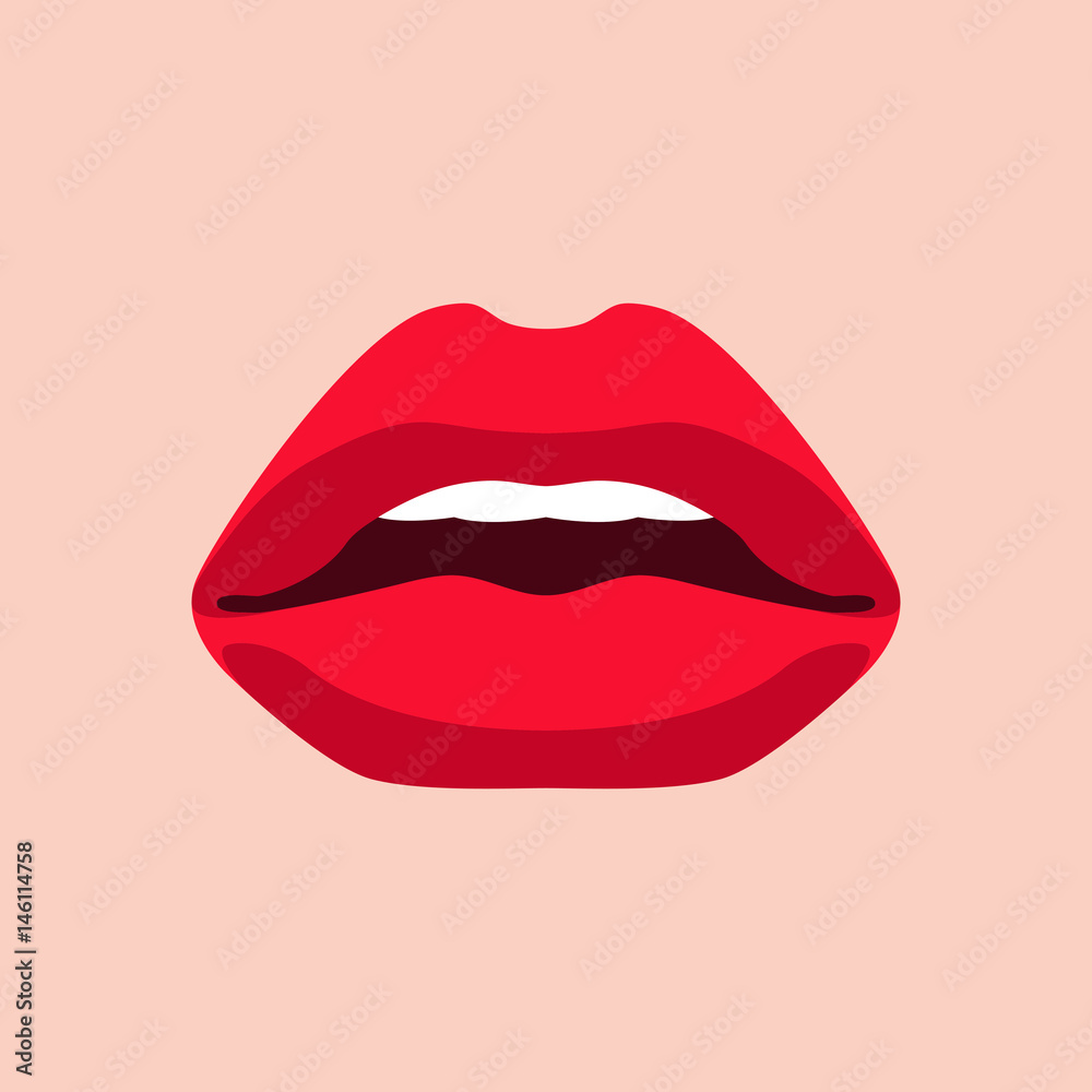 lips vector illustration style Flat lips vector illustration style Flat
