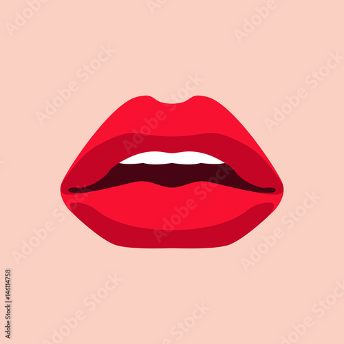 lips vector illustration style Flat