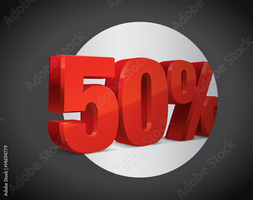 50 percent off, sale background, object 3D. Eps10 Vector.