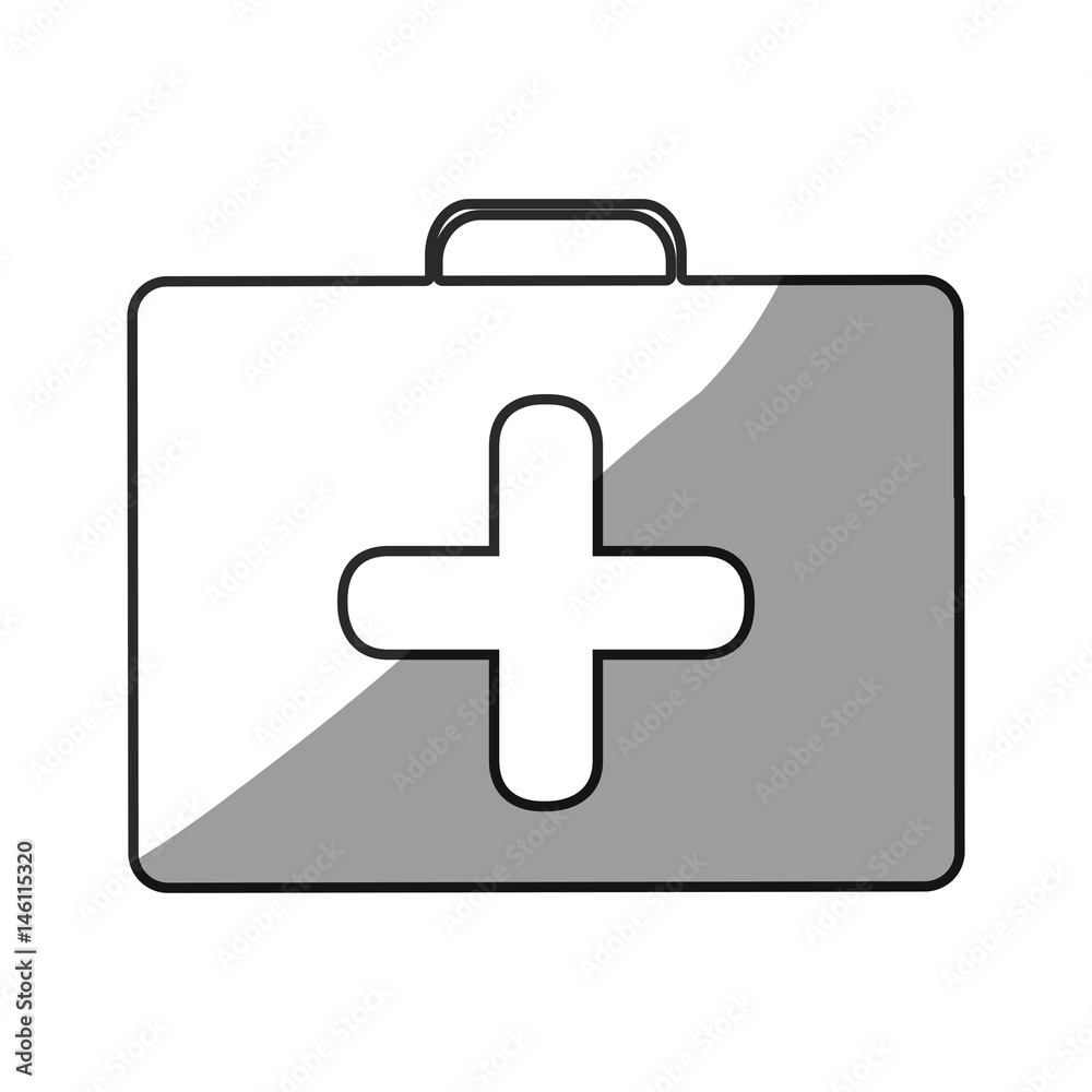 grayscale silhouette with symbol of first aid kit with cross vector illustration grayscale silhouette with symbol of first aid kit with cross vector illustration
