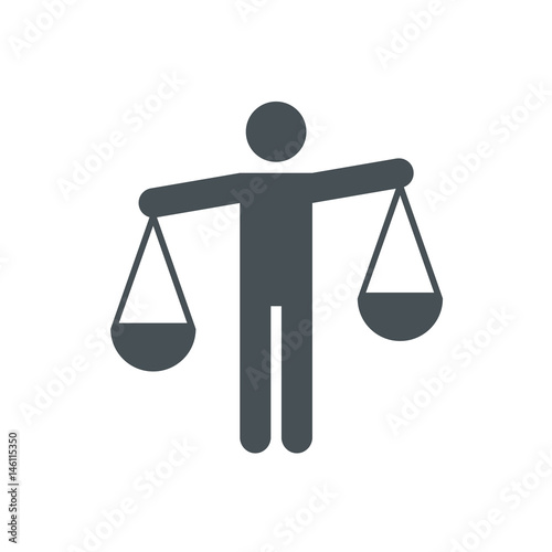 Choice concept pictogramm. Man pondering all the choices before making a decision. Vector, flat design