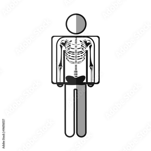grayscale silhouette with pictogram patient and radiography vector illustration