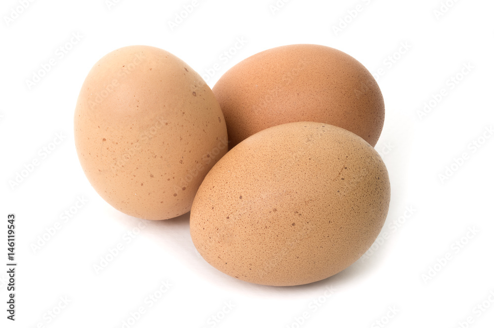 Three eggs isolated on white background Three eggs isolated on white background