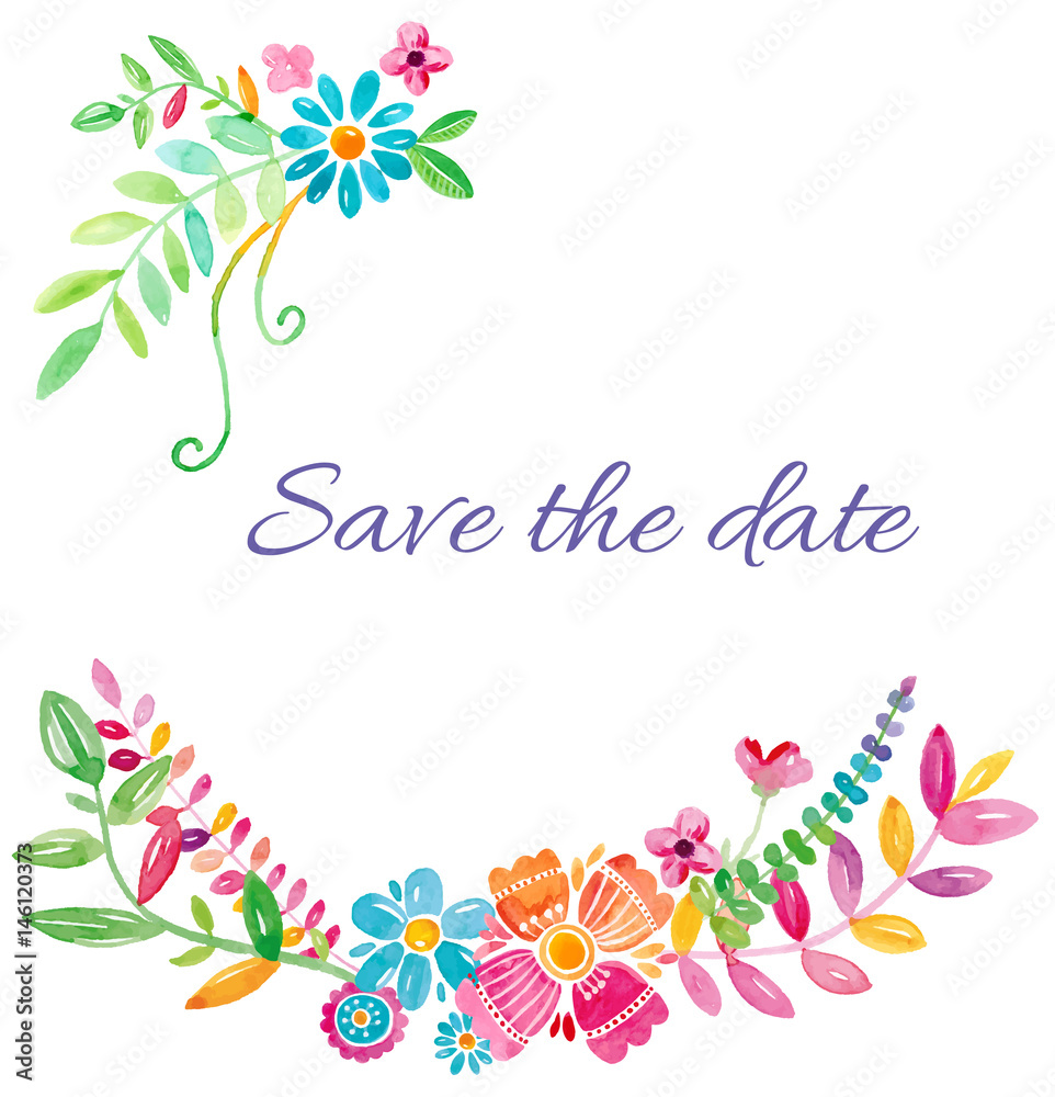 Watercolor illustration flowers in simple background Watercolor illustration flowers in simple background