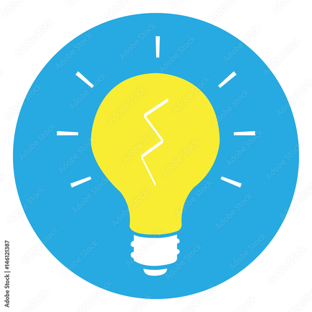 Isolated lightbulb on a blue button, Vector illustration