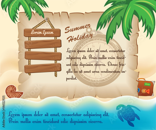 Travel background with old map