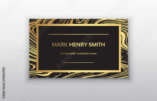 Vector golden marbling business card
