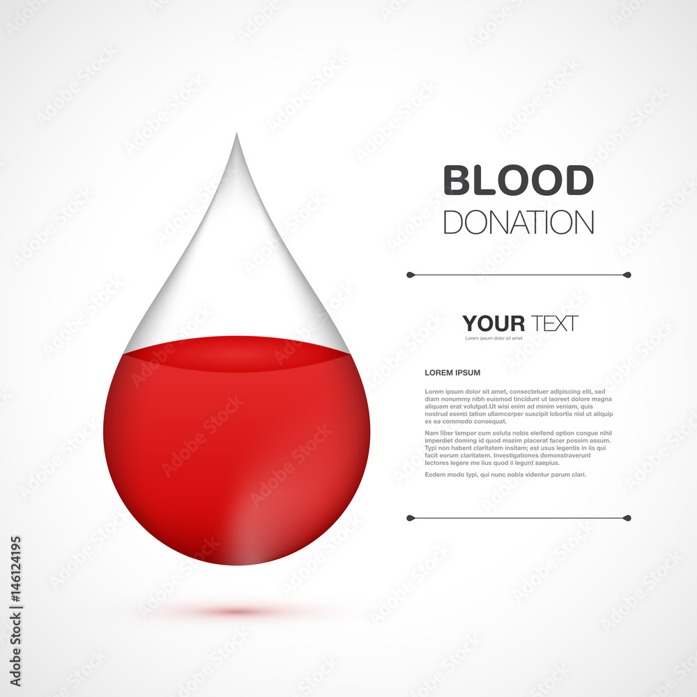 Fototapeta premium Red blood drop with your content isolated on white background vector stock eps 10 illustration