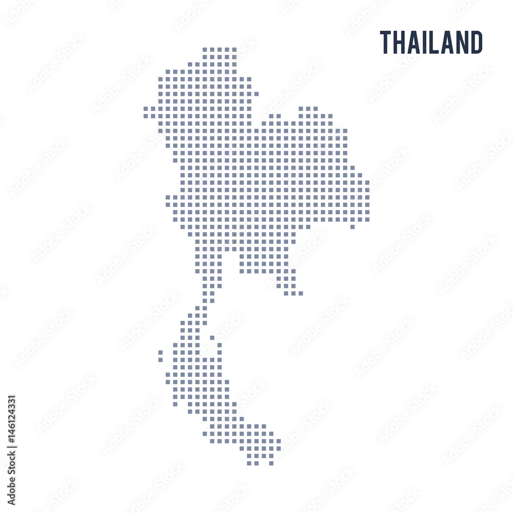 Vector pixel map of Thailand isolated on white background