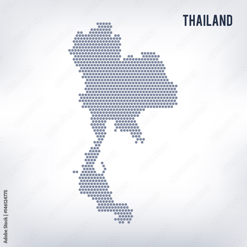 Obraz premium Vector hexagon map of Thailand on a gray background