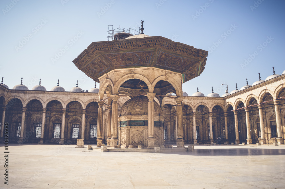 cairo, egypt, april 22, 2017: view inside muhammad ali mosque at cairo citadel
