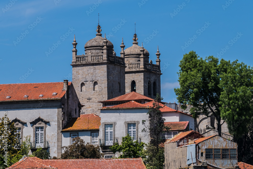 Cathedral Da Se, Episcopal Palace in background. Porto, Portugal