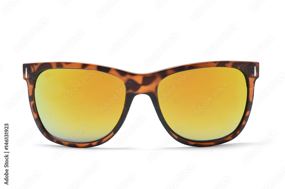 Sunglasses with leopard pattern frame isolated on white Sunglasses with leopard pattern frame isolated on white