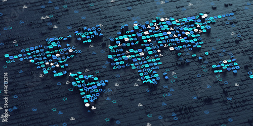 Obraz na płótnie Internet. Dark Blue. Isometric