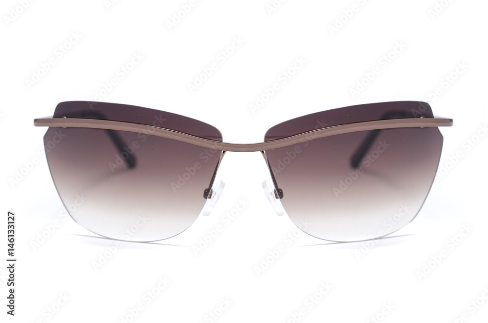 Sunglasses with brown glass isolated on white Sunglasses with brown glass isolated on white