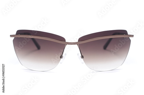 Sunglasses with brown glass isolated on white