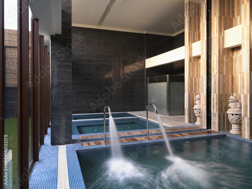 Spa tubs with large faucets photo
