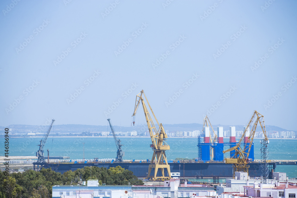 Fototapeta premium Yellow port crane