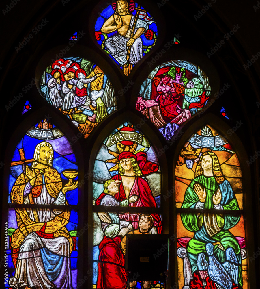 Fiath Love Hope Jesus Stained Glass Window De Krijtberg Church Amsterdam Netherlands