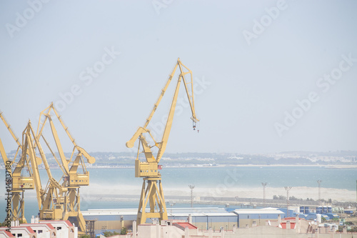 Yellow port crane