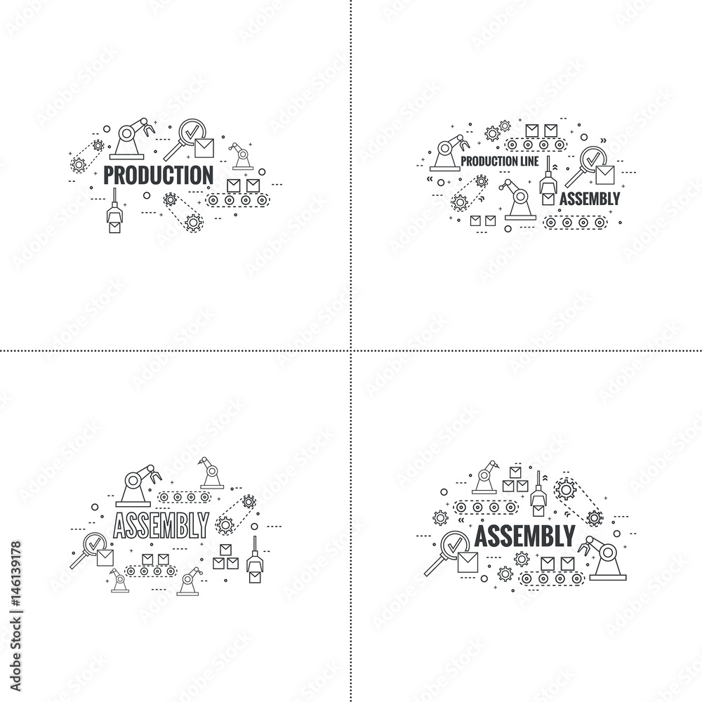 Thin Line Art Design. Linear vector set icons and elements. Concept ...