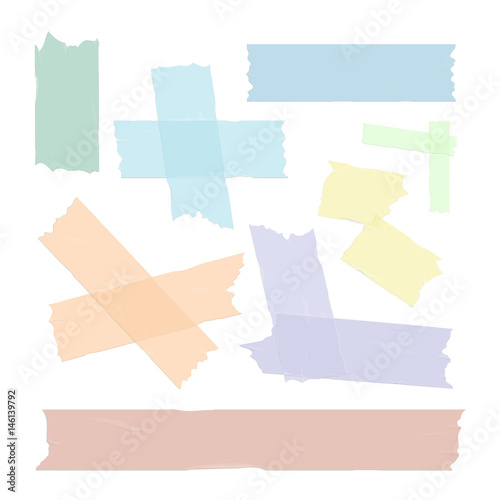 Scotch tape pieces set isolated. Vector