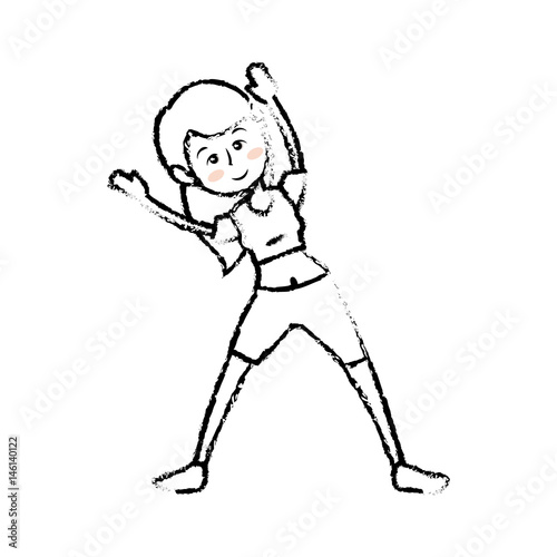 Fototapeta Naklejka Na Ścianę i Meble -  Women fitness cartoon icon vector illustration graphic design
