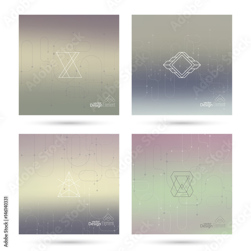 Trendy abstract background. Hipster geometric shape elements. Modern Signs, Label design. Retro style texture, pattern. Creative backdrop for booklets, covers, poster, banner. Vector Line and dot