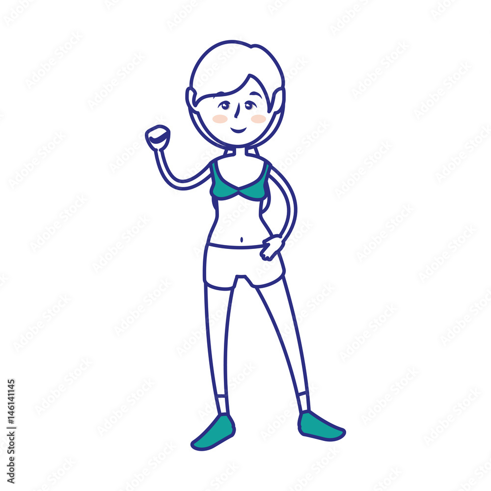 Women fitness cartoon icon vector illustration graphic design