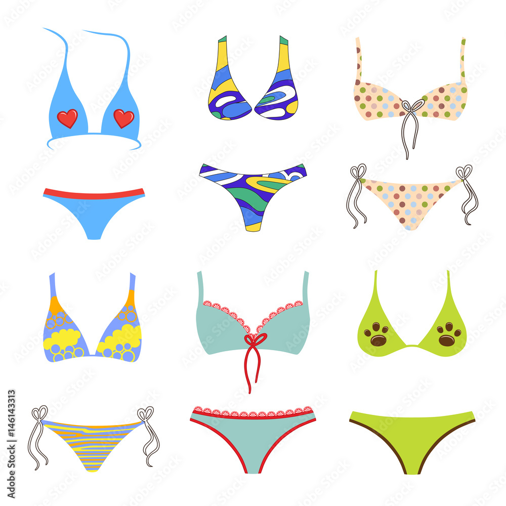 Fototapeta premium Swimsuits outlined set
