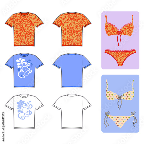 Swimsuits, t-shirt  flat set
