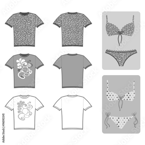 Swimsuits, t-shirt  flat set
