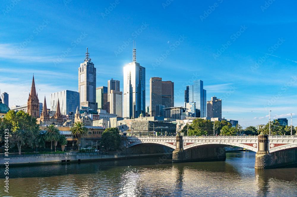 Naklejka premium Beautiful cityscape of Melbourne CBD